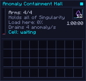 The Anomaly Containment Hall's screen: arms, rating, upkeep and the residue slot