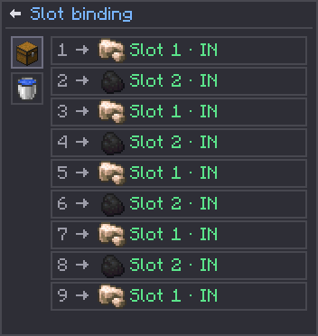 Slot binding: each grid slot mapped to the furnace's ingredient or fuel slot