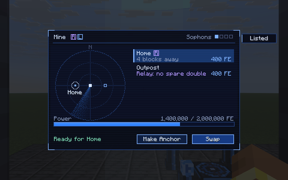 The pod's screen