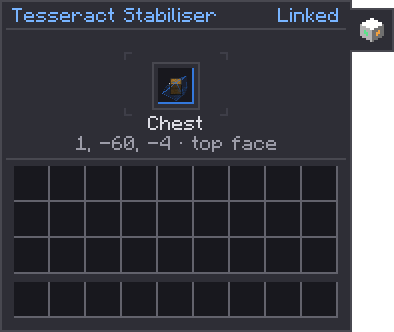 A Tesseract Stabiliser linked to the top of a chest